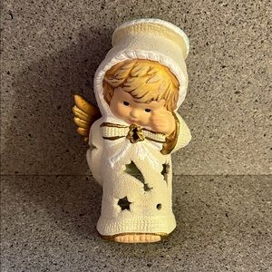 Charming Angel Figurine with Gold Accents